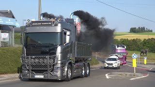 Truckshow Ciney 2023 with Scania V8 open pipes sound and other beautiful sounding trucks [upl. by Ricketts]