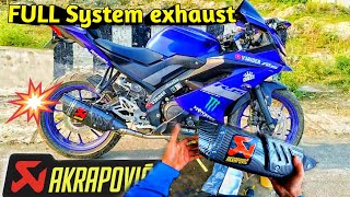 FULL system Akrapovic loud exhaust install in yamaha r15 v3  V3RIDER15 [upl. by Haswell]