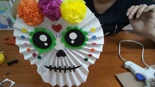 Roseton de calavera con papel rosetones de catrinasDECORACIONES de dia de muertos [upl. by Rehpatsirhc]