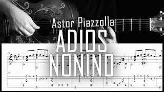 Adiós nonino Astor Piazzolla  Fingerstyle guitar  Arreglo solista con partitura y tablatura [upl. by Keverian]