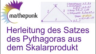 Herleitung des Satzes des Pythagoras aus dem Skalarprodukt [upl. by Him]