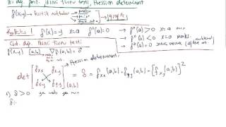 58 Kalkülüs 3  İki değişkenli fonksiyonlarda ikinci türev testi ve Hessian determinantı [upl. by Tybalt]