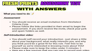 Fresh prints assessment test with questions and answers [upl. by Gilud]