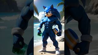 AI Sonic the Hedgehog becomes Muscular using Chaos Emerald sonic shorts [upl. by Debbra]