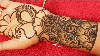 Very beautiful stylish front hand mehandi ka design  easy mehendi design  Simple wedding mehndi [upl. by Haase]