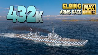 Destroyer Elbing Huge 430000 in Arms race modus  World of Warships [upl. by Odicalp]