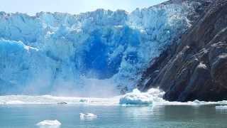 Massive Glacier Calving creating huge blue ice wall  Great event worth watching [upl. by Berkin]