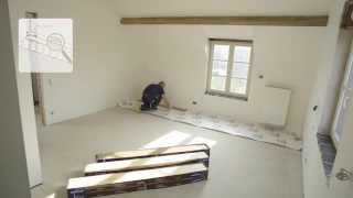 How to install a QuickStep wood floor  floating installation [upl. by Saalocin746]