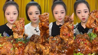 CHINESE MUKBANG SPICY FOOD BEEF FOOT BONESBingxin666 Mukbang Xiaoyu Mukbang EATING SHOW [upl. by Kendricks]