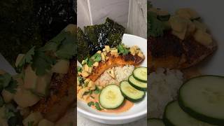 Yummy Salmon Bowl with Cauliflower Rice 🍣 recipe shortsviral [upl. by Oisacin]