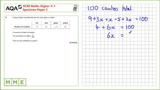 GCSE Maths AQA Higher Specimen Paper 3  Q6 Forming and solving linear equations [upl. by Chlores]