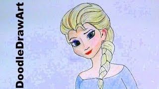 Drawing How To Draw Elsa from Frozen  Step by Step Drawing  Fan Art [upl. by Anivla]