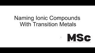 Naming Ionic Compounds With Transition Metals [upl. by Sulrac]