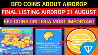 BFD airdrop withdrawal l BFD Airdrop Pre Market Start Live Listing l Bfd coins important criteria [upl. by Ayana]