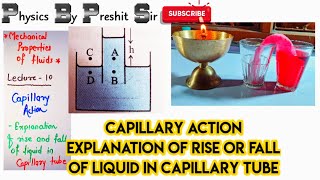 Mechanical properties of Fluids10 Capillary action Explanation rise or fall of liquid in capillary [upl. by Harriman]