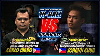 CARLO BIADO VS JOHANN CHUA 10BALL OPEN 2022  FULL HIGHLIGHTS  PHILIPPINES VS PHILIPPINES [upl. by Niwle]