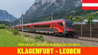 Cab Ride Klagenfurt  Vienna Part1 ÖBB Klagenfurt  Leoben Austria train drivers view 4K [upl. by Ahsinot]