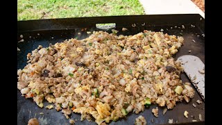 How to make chicken fried rice on Blackstone griddle [upl. by Celio]