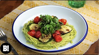 Roasted Courgette Pesto Pasta Quick Easy Vegan Recipe [upl. by Plato]