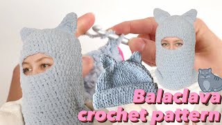 Balaclava with cat ears crochet pattern easy ski mask crochet tutorial [upl. by Wachtel]