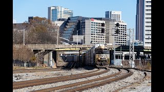 Norfolk Southern and CSX Trains in Downtown Atlanta Georgia [upl. by Setiram]