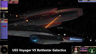 USS Voyager VS Battlestar Galactica  Viewer Request  Star Trek Bridge Commander Battle [upl. by Fife]