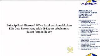 Tutorial  langkahlangkah Cara Ekspor Faktur Pajak dan Impor Data Faktur Pajak di Aplikasi Efaktur [upl. by Petigny]
