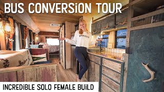 INCREDIBLE BUS CONVERSION TOUR with Full Size Bathroom [upl. by Aranahs]