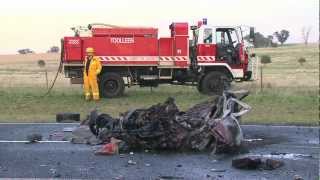 Fatal overtaking collision in Myola near Bendigo 140312 Warning Graphic images [upl. by Crowley]