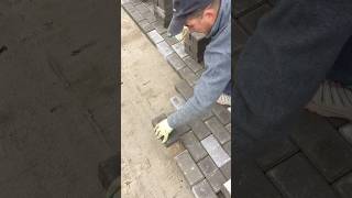 Laying of paving tiles quotbrickquot🧱 automobile construction builder landscape paverblocks garden [upl. by Ynohtnaed]