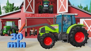 Welcome to my Animated Farm  Tractors and More Tractors Colorful Cartoons for the Youngest [upl. by Yltnerb]