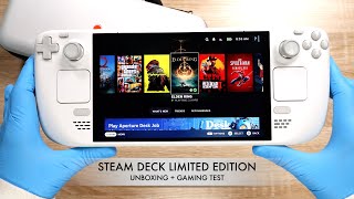 Limited Edition Steam Deck OLED White  Full Unboxing amp Gaming Test [upl. by Eade]