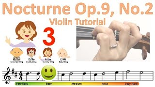 Chopin  Nocturne op9 No2 Easy version sheet music and violin tutorial [upl. by Eelitan383]