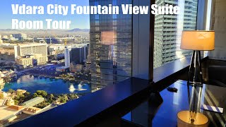 Vdara Las Vegas room tour of City Corner Fountain View Suite [upl. by Anwahsed666]