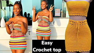 Simple crochet bandeau top  crochet top tutorial [upl. by Lyj122]