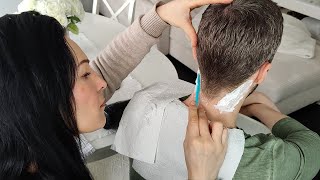 ASMR Neck Hair Shaving  Care Routine With Cream amp Massage [upl. by Cameron]