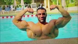 Iranian bodybuilder Mohammadreza Tayebi  Pool posing [upl. by Nairehs407]