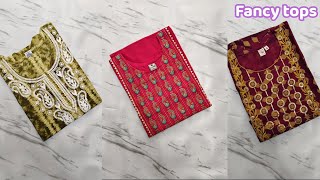 Fancy tops collection  trending tops collection  popcorn two tone material tops  latest design [upl. by Anilehcim]