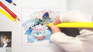 メガフシギバナを3色チャレンジしたい！ お絵かきして作ったポケモン塗り絵を3色で塗る [upl. by Naitirb]