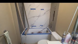 How to Install Panel Walls on a Bathtub  DIY Bathroom Renovation Guide [upl. by Alebasi]