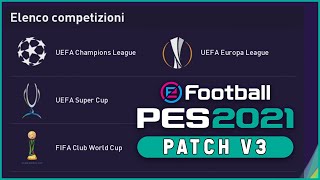 PES 2021 TUTORIAL PS4  PATCH V3  Kits Nazionali Champions League ed Europa League [upl. by Botnick889]