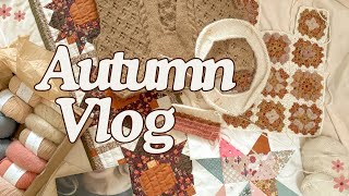 🍁🧶 Cozy Autumn Making Vlog  Knits Quilts Crochet amp More [upl. by Royal]