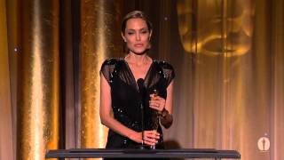 Angelina Jolie receives the Jean Hersholt Humanitarian Award at the 2013 Governors Awards [upl. by Eirb]