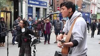 Jacob amp Marlies Koopman Live Uncut Cover of Falling Slowly from Grafton Street Dublin [upl. by Gunzburg212]