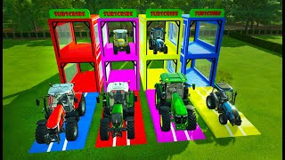 TRANSPORTING TRACTORS DIGGERS amp EXCAVATORS WITH BIG TRUCKS Farming Simulator 22 [upl. by Benildas]