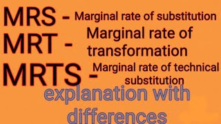 MRS MRT MRTSMarginal rate of substitutiontransformation NET JRFRPSCPGTassistant Professor [upl. by Lathrop832]