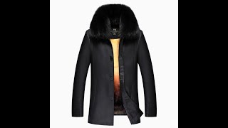 Luxury Mens Clothing Winter Warm Leather Jackets  Coats Fur Inside Big Rabbit Fur Collar jaqueta [upl. by Salzhauer903]