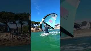 short wingfoil summer trick 😜 light wind session tweak to 360 FS gopro wingfoiling foilwing [upl. by Aynekal]