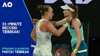 The Longest Singles Tiebreak in Grand Slam History  Rybakina v Blinkova  Australian Open 2024 [upl. by Almeta258]