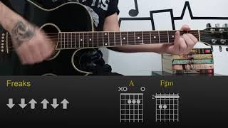 Surf Curse  Freaks  Easy Guitar Lesson Tutorial with ChordsTabs and Rhythm [upl. by Jedlicka702]